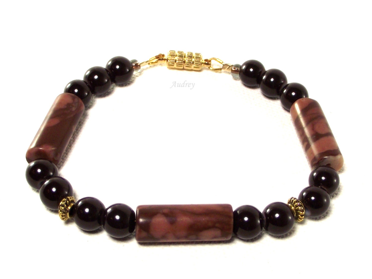 Men's Bracelet - Brown Zebra Jasper Beaded Bracelet