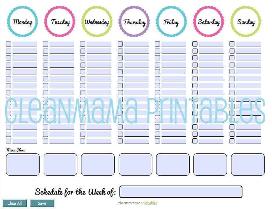 EDITABLE Circle Schedule for the Week