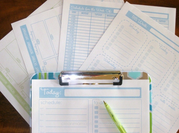 The Busy Mama Kit - Aqua and Lime - 19 documents - INSTANT DOWNLOAD