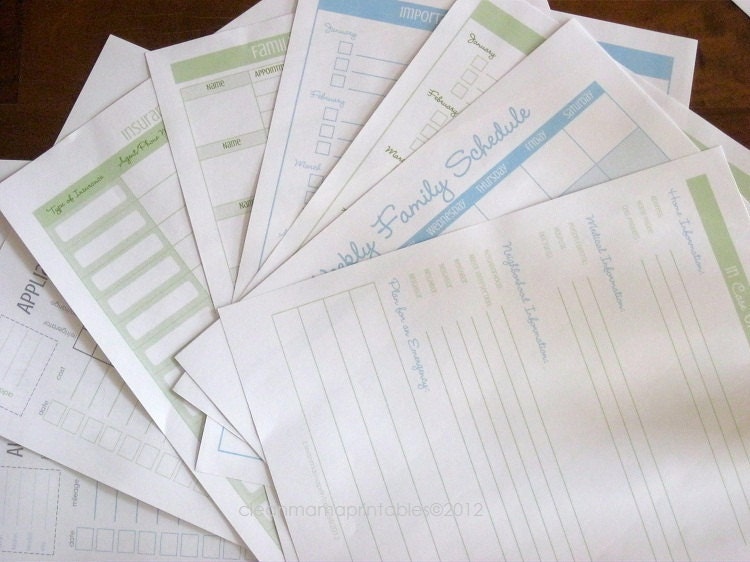 The Busy Mama Kit - Aqua and Lime - 19 documents - INSTANT DOWNLOAD