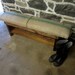 Reclaimed wood and recycled coffee sack bench