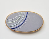 Modern Lace in Grey and Blue - Embroidery Hoop Art - Inspired by an Ocean Microbe - whatnomints