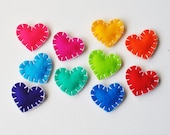 Bright Colors Springtime - CUSTOM Heart Magnets - Set of 10 Wool Felt Magnets - Choose Your Colors