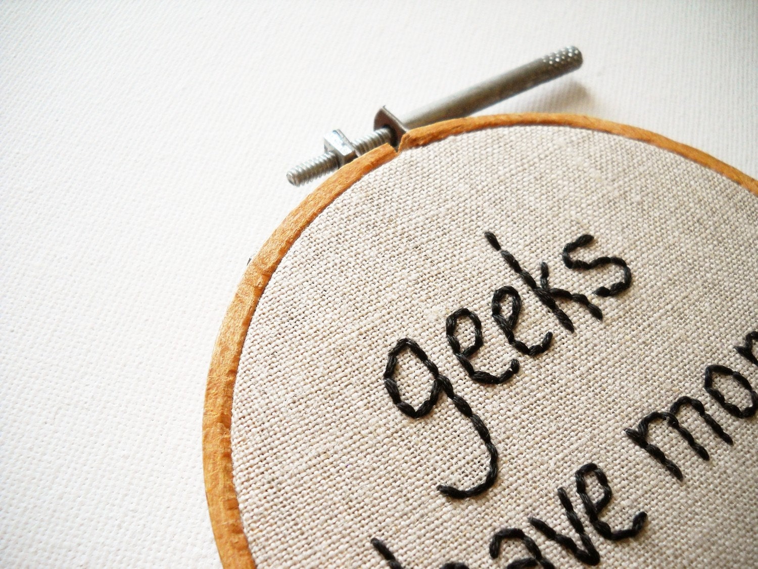 ON SALE - Geeks Have More Fun - Mini Embroidery Hoop Wall Art - Nerdy Science Quote - Computer Tech Chemistry Physics