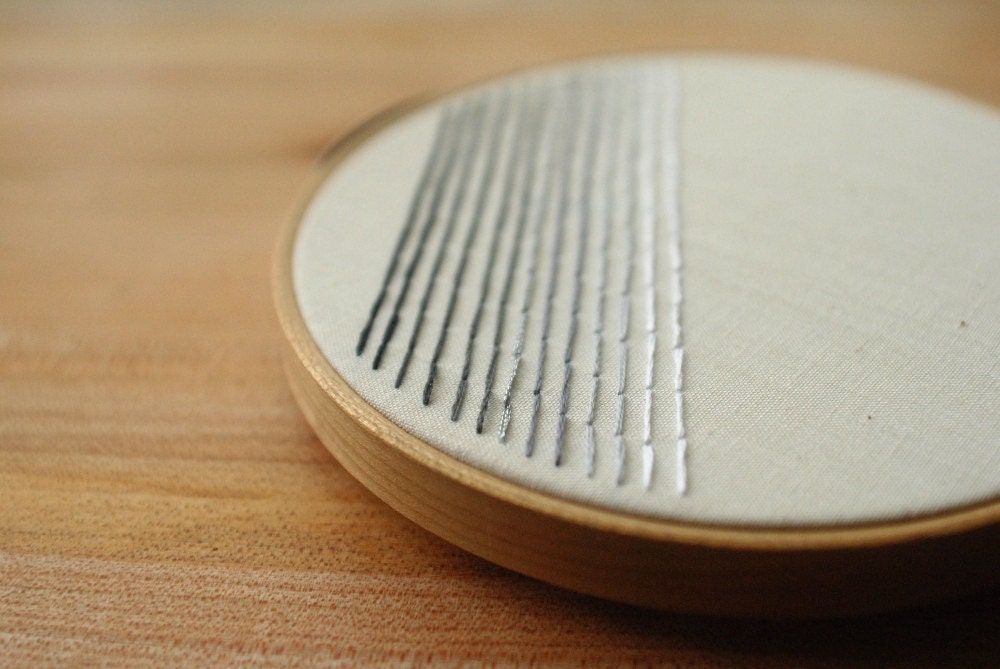Embroidery Hoop Art - Black Ombre - Minimalist Gradient Stripes