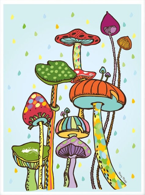 Please Don't Eat Me - Kids Wall Art - Mushrooms - Nursery Art - Archival Art Print (8 x 10 inches)