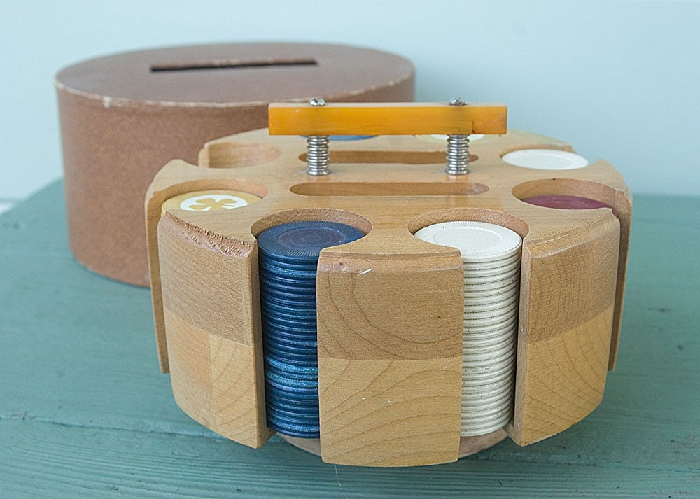 Vintage Poker Chip Holder Spinning Rack