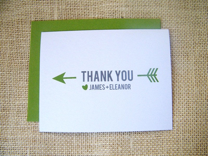 Arrow Custom Personalized Wedding Thank You Cards