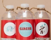 DIY Printable Vintage Circus Water Bottle Labels - Digital File