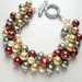 Christmas Holiday Pearl Cluster Bracelet - Vintage Warmth