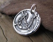 Horse Jewelry, PMC Artisan Handmade Horseshoe Pendant, Fine Silver with Sterling Finding