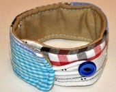 Madras Patchwork Fabric Cuff Bracelet