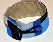 Patchwork Fabric Cuff Bracelet in Blues