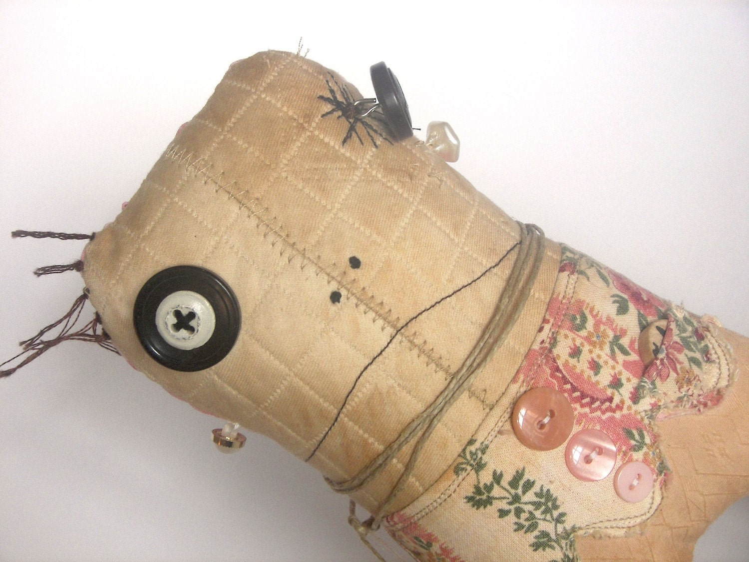 UPCYCOOLS - Handmade Plush Monster  "WASLAR" Unique Original Upcycled doll.