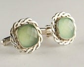 Braided Pale Green Cufflinks