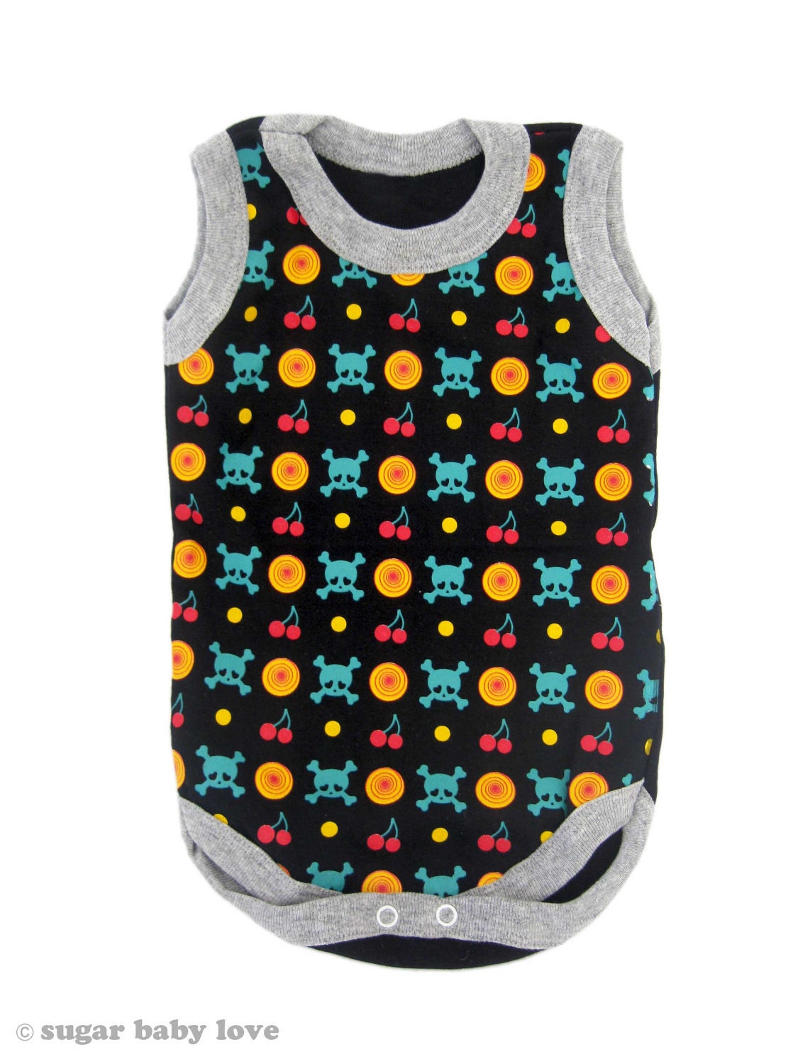 skulls and cherries baby bodysuit