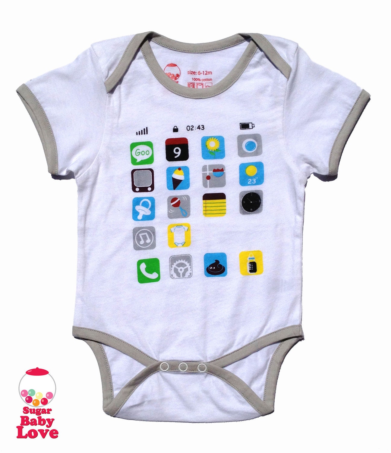 baby bodysuit - i baby - i phone - white onesie