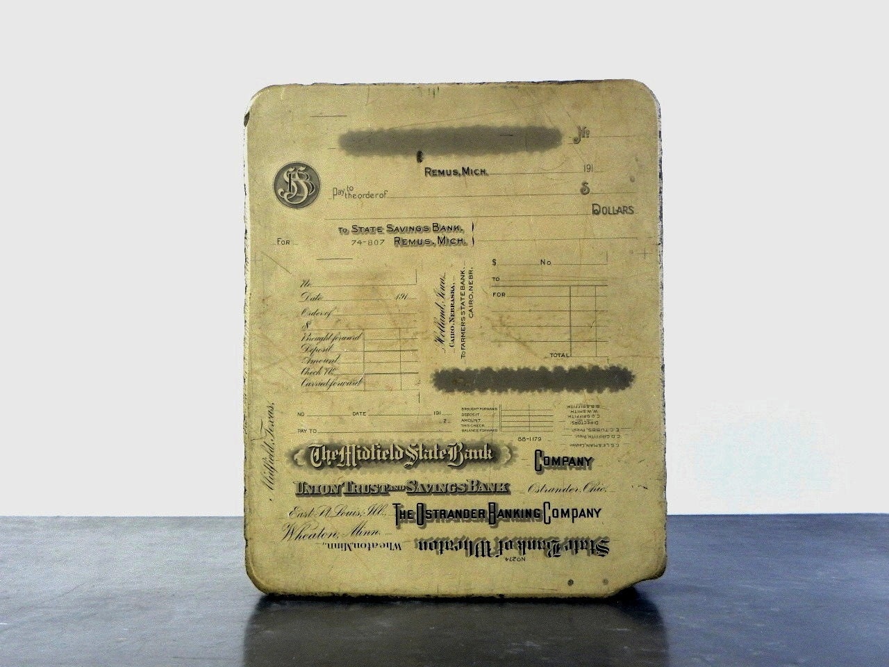 Antique Lithography Stone, Double-sided, Vintage Printmaking, Typography, Turn of the Century