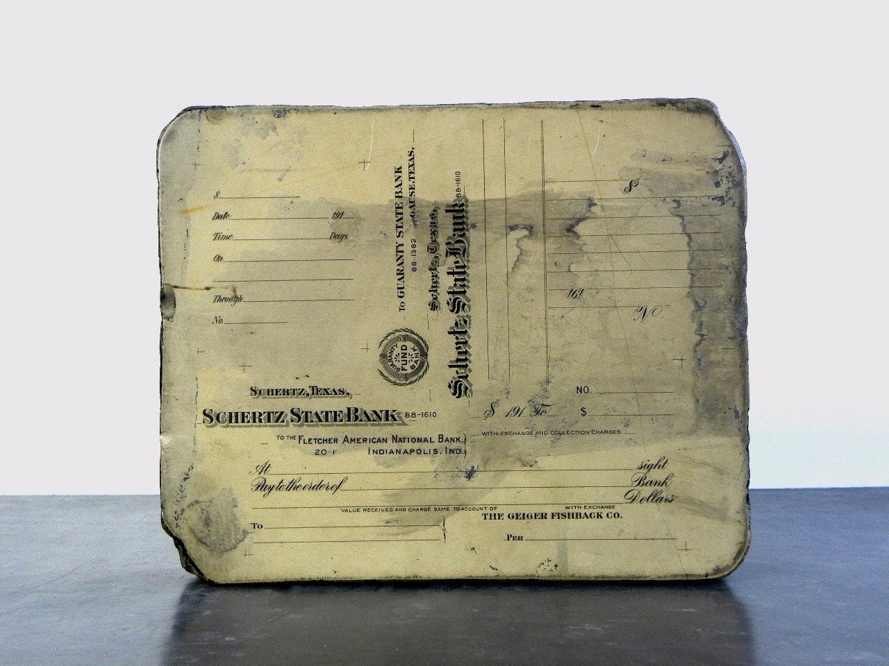 Antique Lithography Stone, Double-sided, Vintage Printmaking, Typography, Turn of the Century