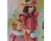 Vintage Children's Book Illustration "Work is Better than Play"