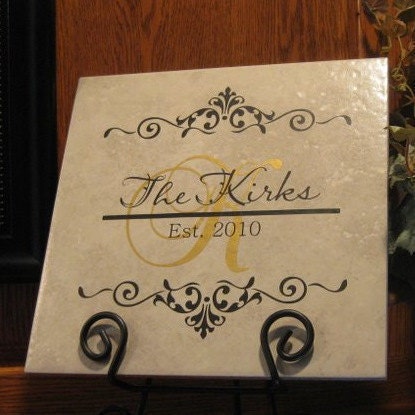 Custom Wedding Gift Personalized Monogram Vinyl with Established Year for 12 inch tile