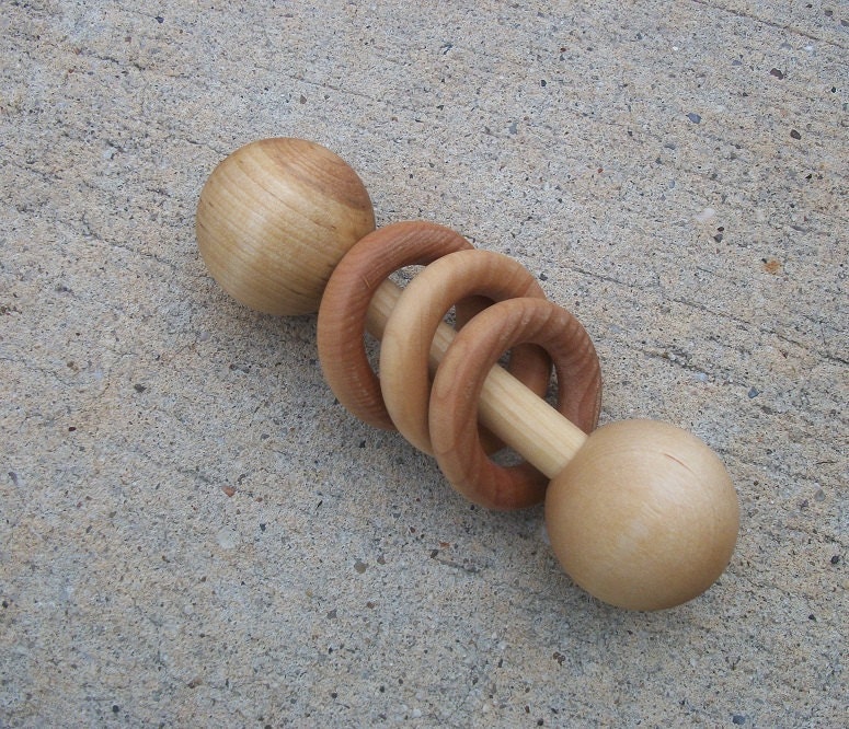 Natural Wooden Montessori Baby Rattle