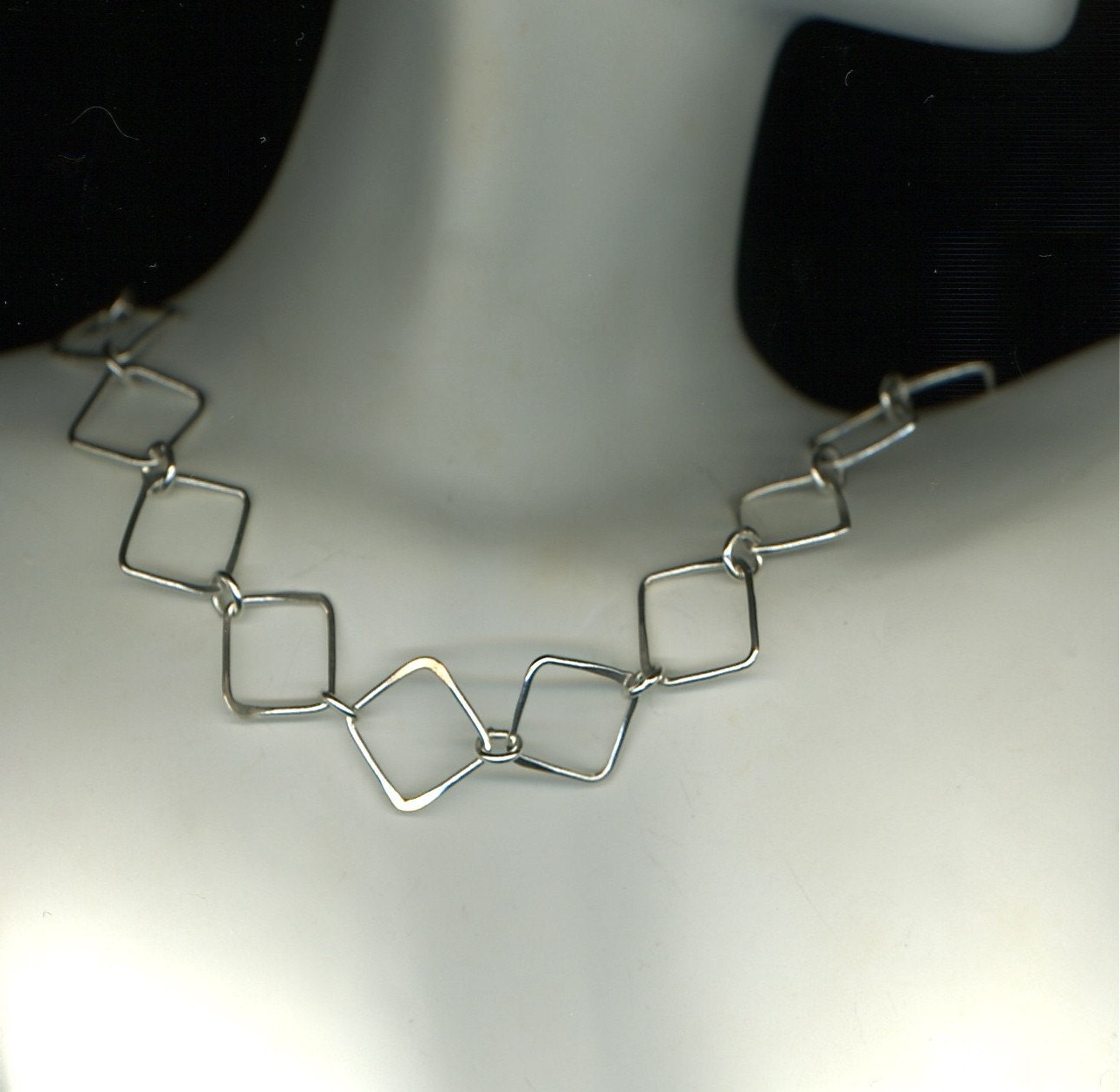 Necklace Sterling, Silver Chain, Link Squares Circles, Silver Necklace, Square Chain, Square Necklace, Geometric Necklace, Necklace Chain