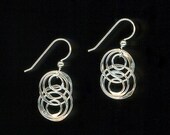 Earrings Sterling Silver, Chainmaille Circles, Silver Circles, Dangle Circles, Dangle Earrings, Chainmaille Earrings