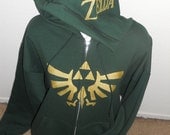 green Legend of Zelda zip up hoodie adult
