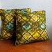 Vintage Fabric Decorative Pillow Cover - 1970s Brutalist Modern Black and Gold Arabesque Throw Pillow