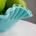 Turquoise Silver Crest Blue Milk Glass Bowl by Fenton, 1950s
