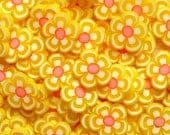 Polymer Clay Cane Fimo Yellow Flower Slices Miniature Sweets Kawaii Decoration Nail Art Decoden Scrapbooking (75-100pcs) CFW007