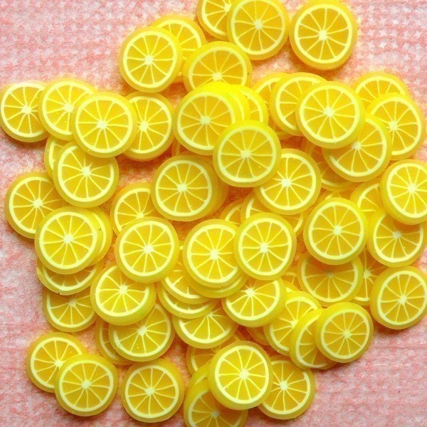 Mini Lemon Slices Fimo Fruit Cane Kawaii Polymer Clay Cane Mini Fruit Ice Cream Scrapbooking Ice Cream Sundae Nail Art (75 to 100 pcs) CF003