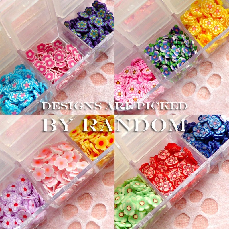Fimo Flower Polymer Clay Cane Assorted Slices & Container Miniature Kawaii Decoration Nail Art Decoden (over 1000 RANDOM pcs)