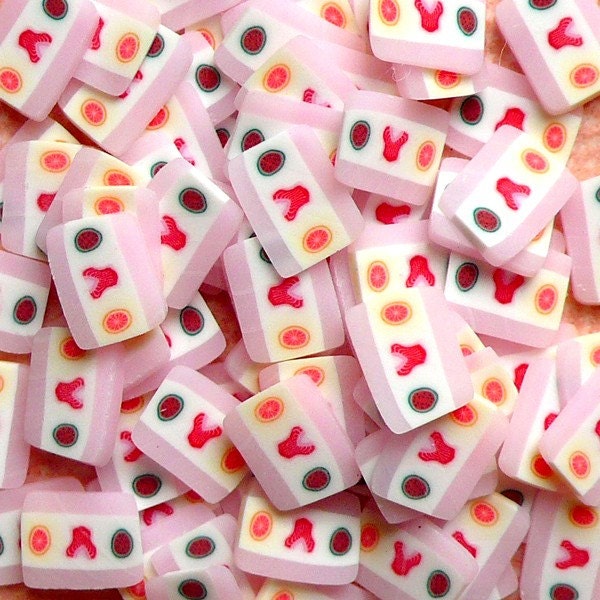 Polymer Clay Cane Pink Fruit Cake Slices Miniature Kawaii Food Decoden Scrapbooking Decoration Nail Art (75-100pcs)CSW030