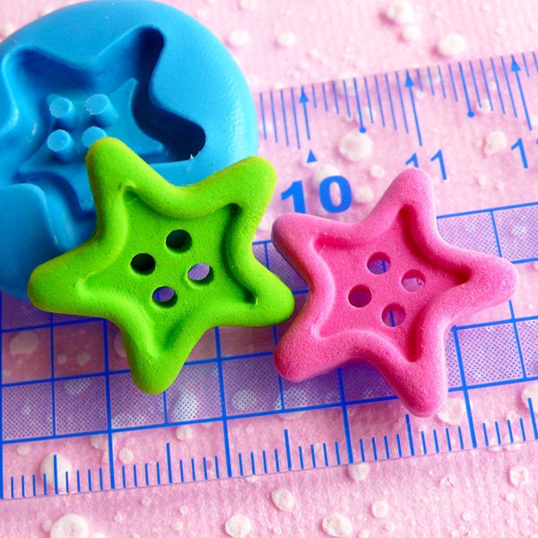 Star Button 22mm Flexible Mold Silicone Mold Kawaii Baby Shower Mini Cupcake Topper Mold Polymer Clay Fondant Gumpaste Scrapbooking Mold