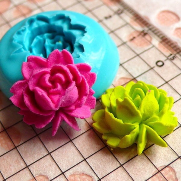 Flower / Rose (18mm) Silicone Flexible Push Mold - Jewelry, Charms, Cupcake (Clay, Fimo, Premo, Casting Resin, Epoxy, Fondant, Gum Paste)