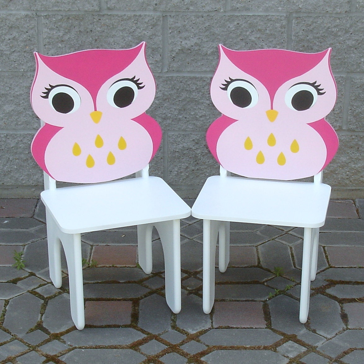 Pink Chalkboard Girls Owl Table and Chair Set.