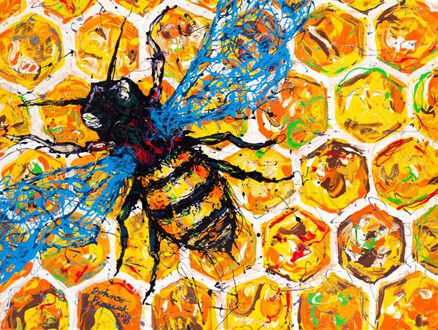 Honey Bee painting, 16x20 Giclee Print by Johno Prascak