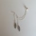 Ear Cuff Silver Double Chain Large Feather and Earring