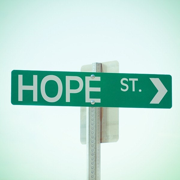 hope st.  8 x 8 photograh, home decor, green street sign, home decor, wall art