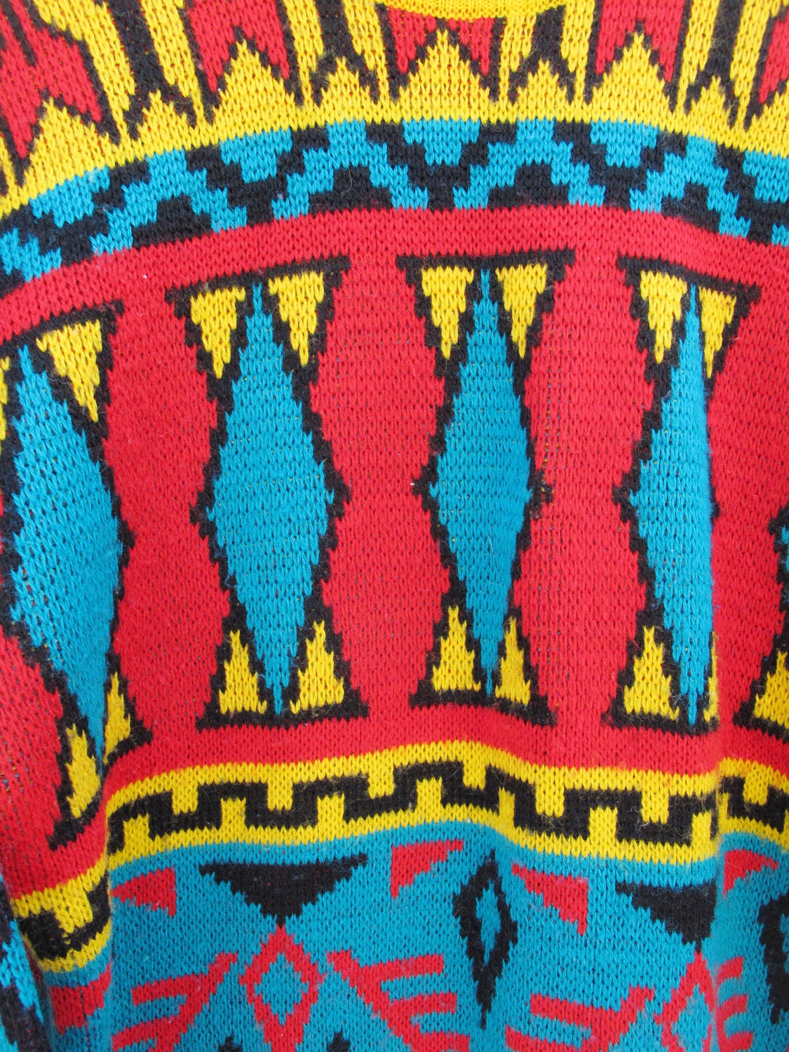 80s Bright Southwest Geometric Pattern Sweater - MEDIUM