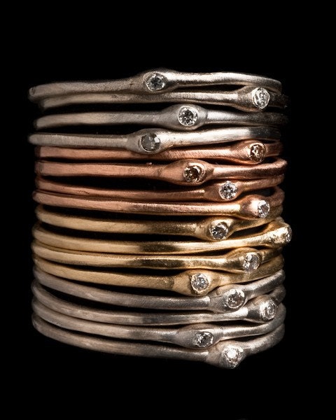 Stacking Rings, Diamond Ring, Engagement Ring, Stacking Gold Diamond Rings, Diamond Bands, Stacking Silver Diamond Rings, Nixin
