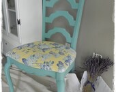Provence Blue Chair with yellow floral seat pick up only, NO shipping available