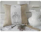 Hand-Stamped Burlap and Cotton pillow Fabulous Dress graphic