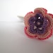 SALE Crocheted flower applique, embellishment, scrapbooking, decorations, purple, pink /set of 6/