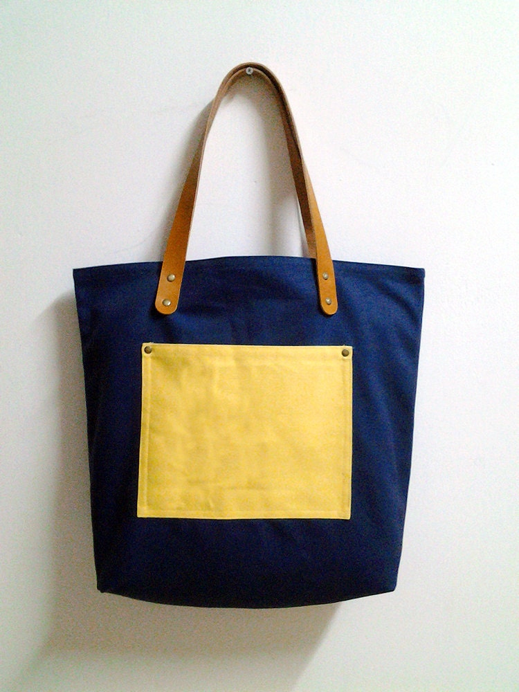 Leathinity - Beige Canvas Tote Bag w/ Genuine Leather Handles - Eco Friendly