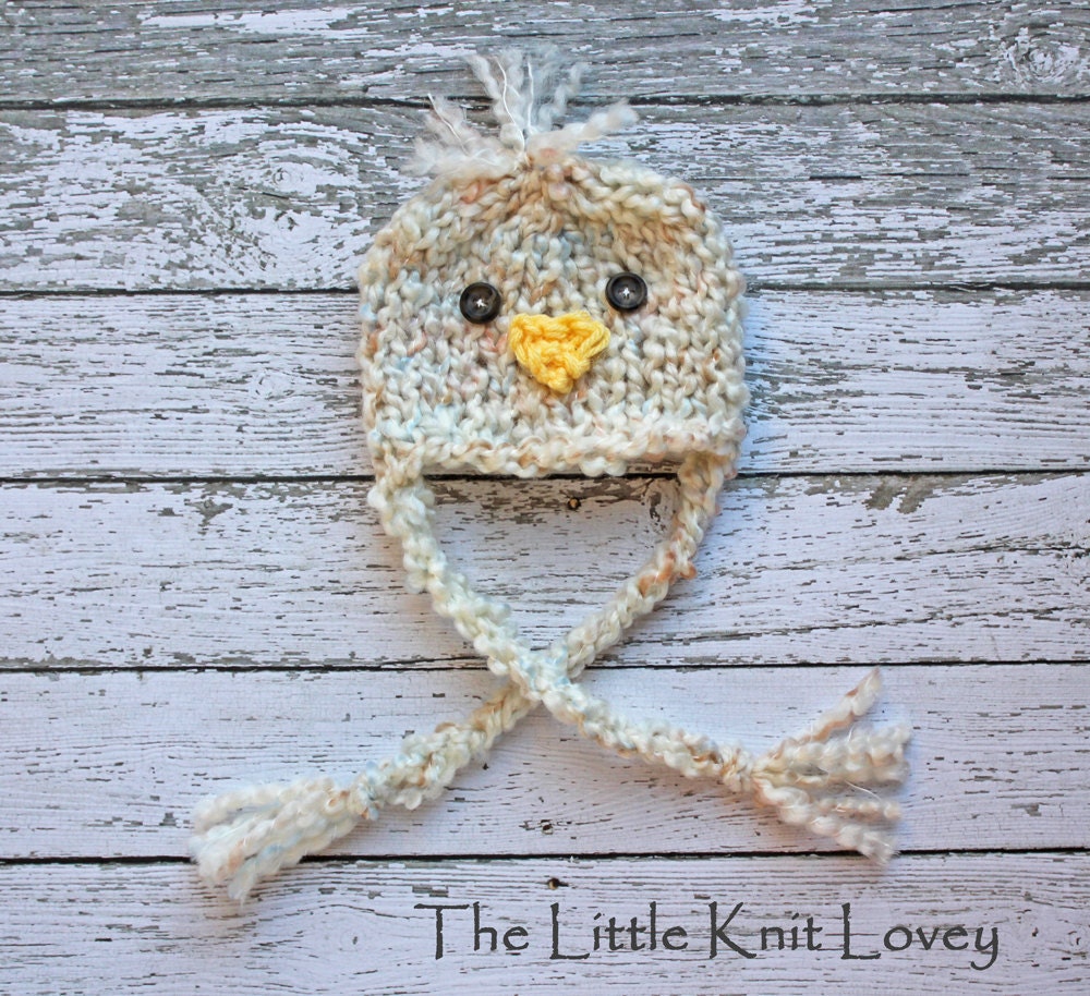 Little Fluffy  Knit Baby Chick Hat, Adorable Photography Prop for Spring