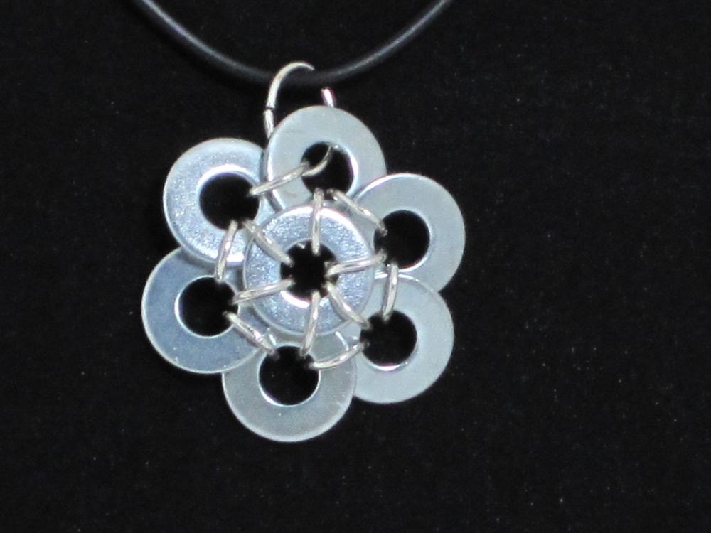Washer Flower Necklace Handmade By HardwareHoney Jewelry