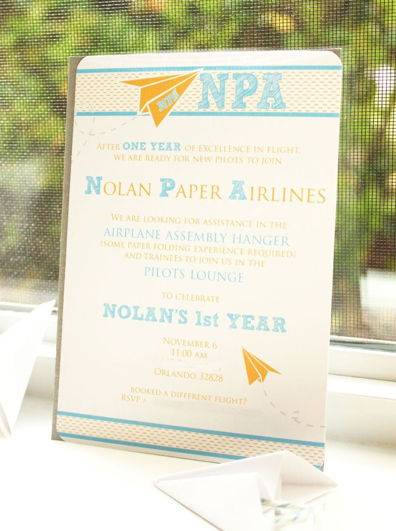 Paper Airplane Invitation - Printable